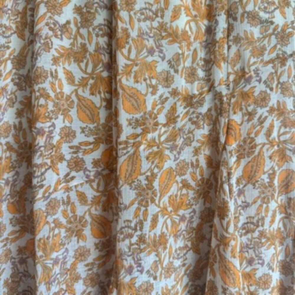 Free People Floral Maxi Skirt – Cream & Tan Boho Print, Size 6 - Picture 3 of 5
